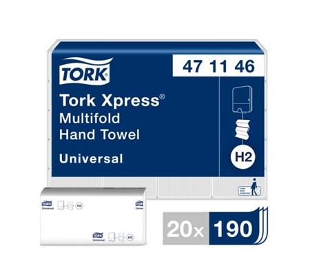 Handduk Tork Xpress Universal 2-lag, Multifold  H2 vit, 3800st