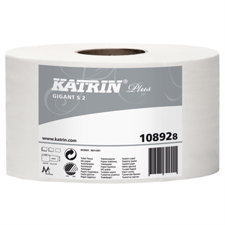 Katrin Plus Gigant S2 toalettpapper,2-lag, vit,160m/rle,12rl/fp