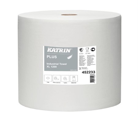 Katrin Plus XL1200, industritork, 1-lag vit, 1110m/rle