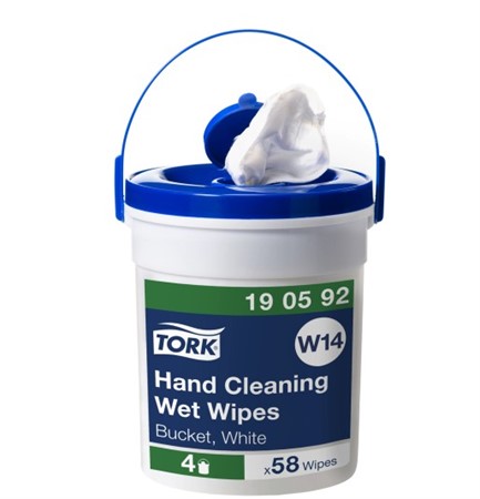 Handrengöring W14 Tork Våtdukar Hink. 58st servett/hink