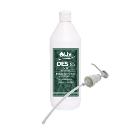 Handdesinfektion DES 85, Alcogel, 1L m pump, Liv.