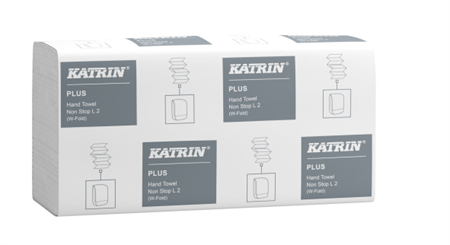 Handduk Katrin Plus Non-Stop L2, 2-lags vit, Handypack, 2100st/bal