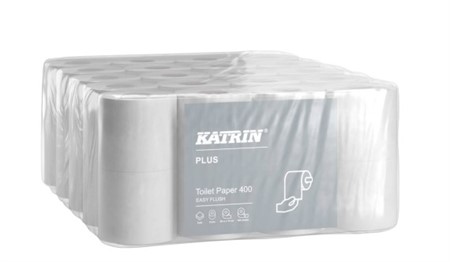 Toalettpapper Katrin Plus 400 EasyFlush, 2-lag, vit, 50m/rle, 40rle/fp