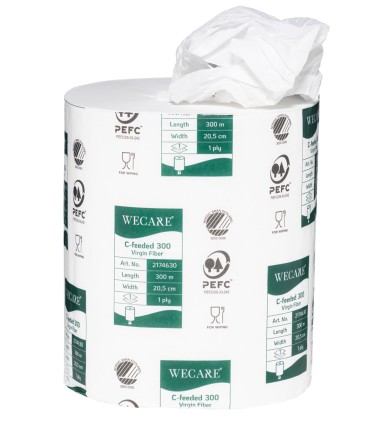Torkrulle C-M WeCare Maxi 1-lag, nyfiber, vit, 300m/r, 6st/fp