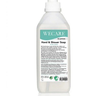 Tvål WeCare Hand & Dusch Aloe Vera Oparfym 600ml Snäppkork