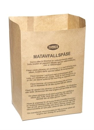 Kompost/matavfallspåse papper 8 lit, 80-p, 20x36x15cm,1-lag, 70 gr
