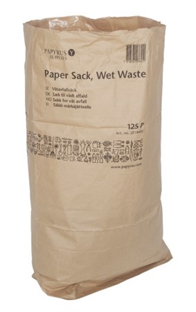 Sopsäck papper, plastad insida för våtavfall, 60lit, 25st/fp