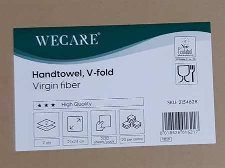 Handduk WeCare, V-Vikt, 2-lags, 4000/fp. 24x21cm